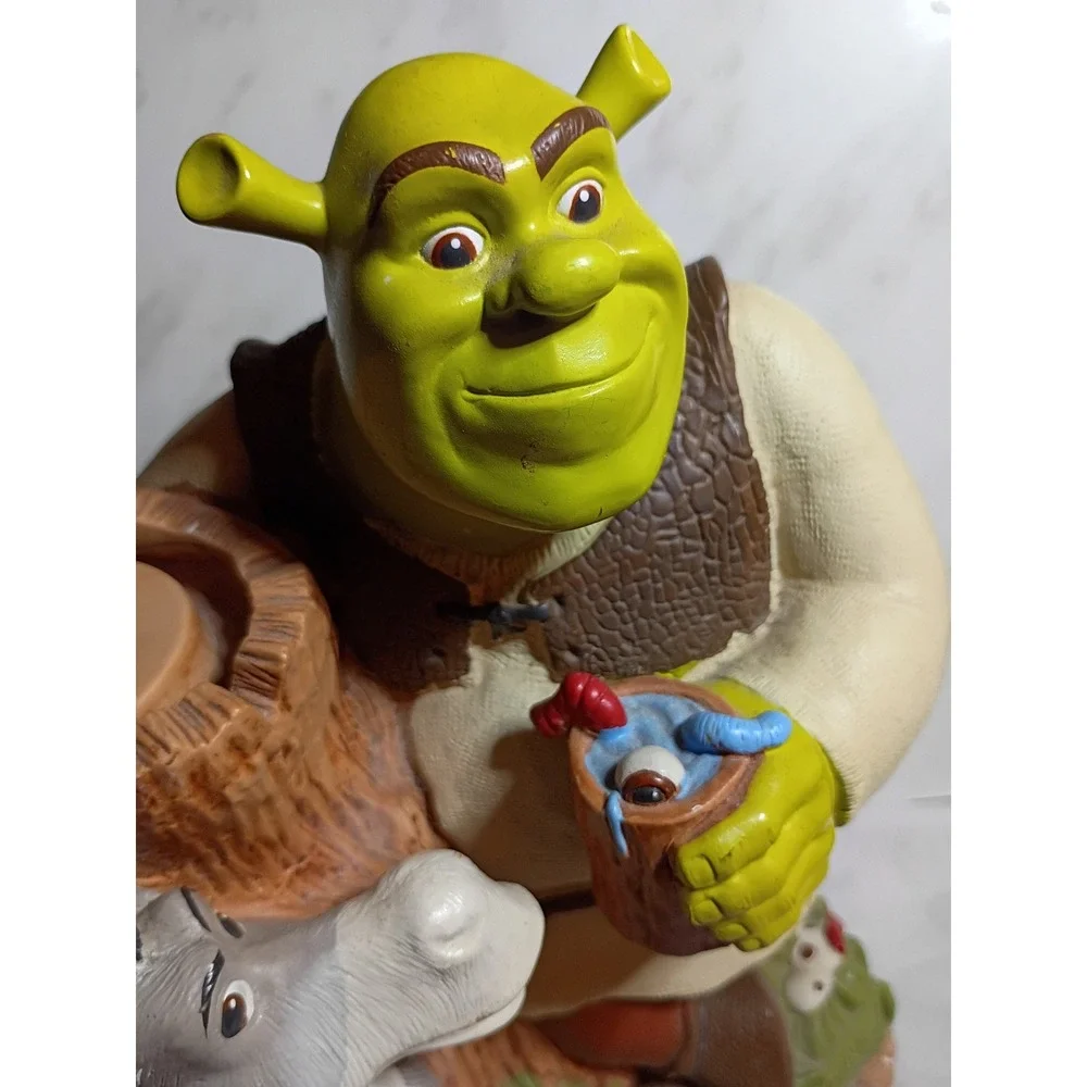 Vintage 2004 Shrek 2 Shrek and Donkey Swamp Tree Sculpted Candle Holder Dixie